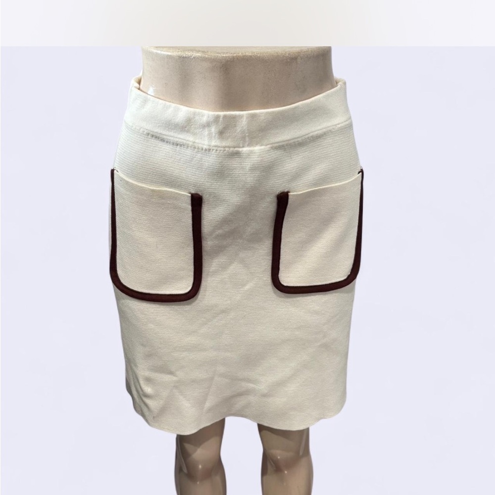 Zara Cream Mini Skirt with Brown Accents